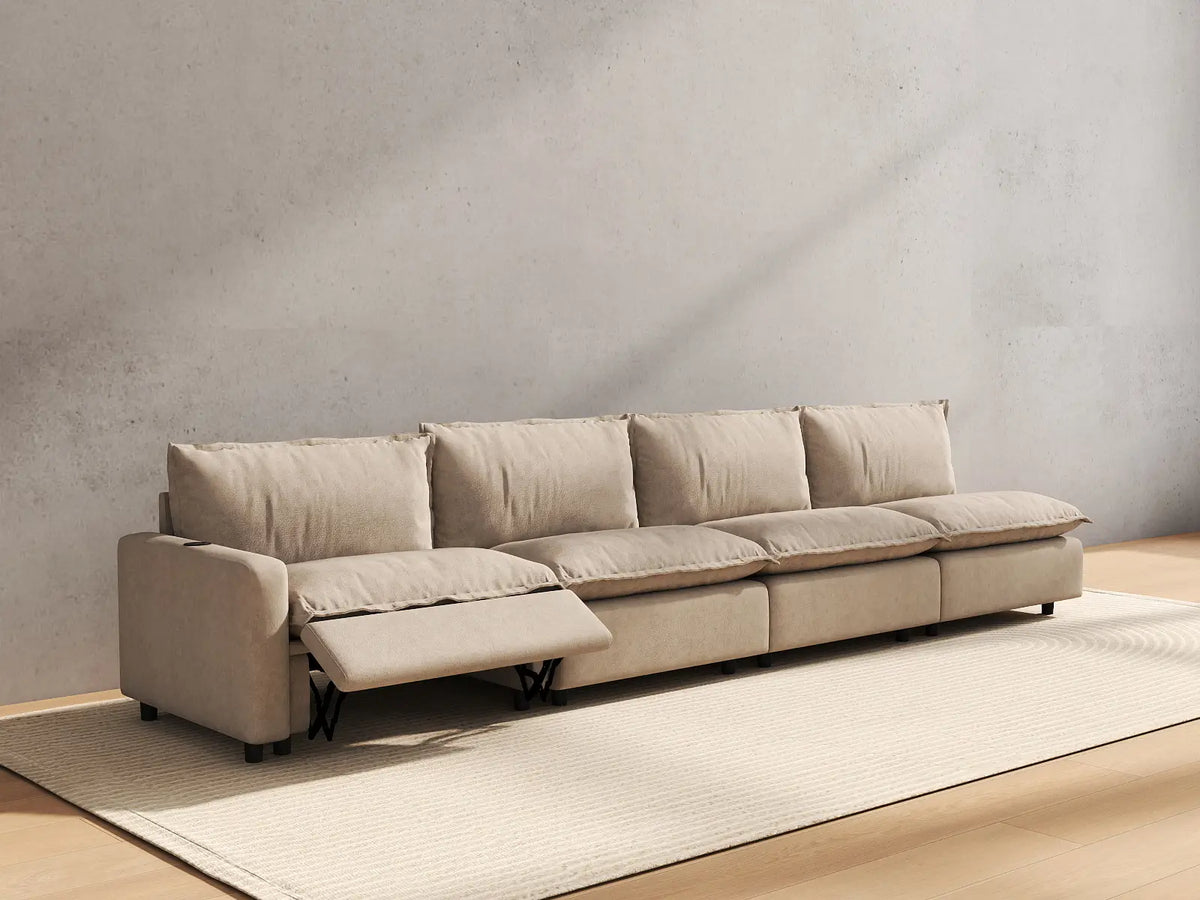 4 Piece Khaki Linen Main Living Area Couch Sectionals 4 Seater 6