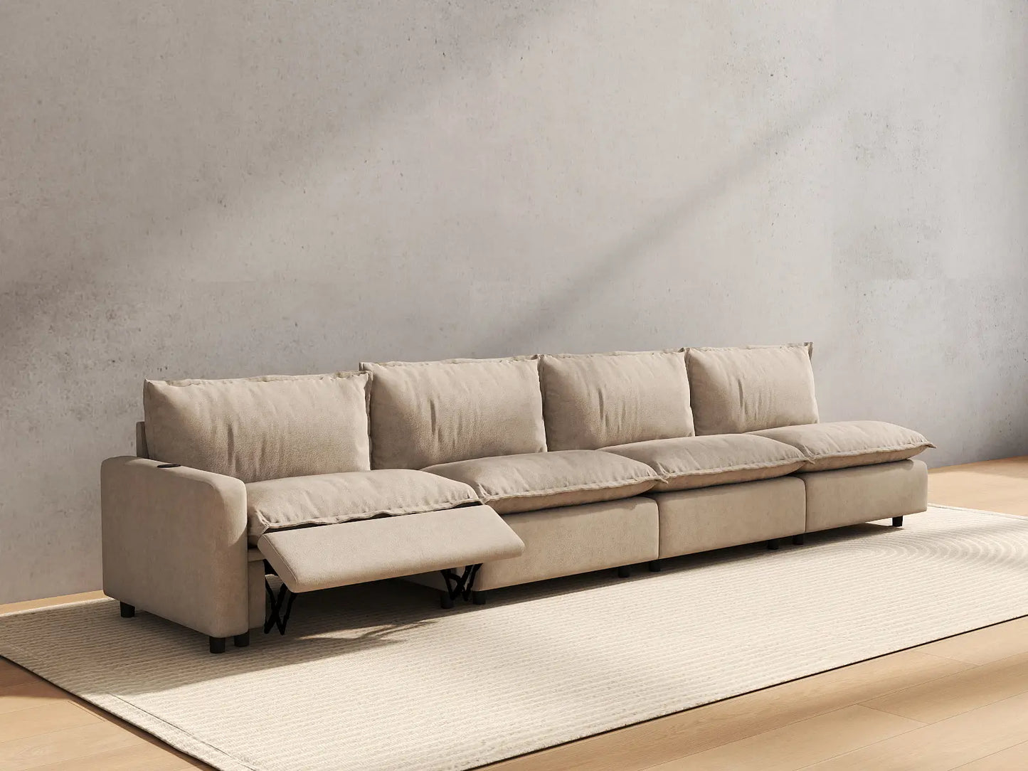 4 Piece Khaki Linen Main Living Area Couch Sectionals 4 Seater 6