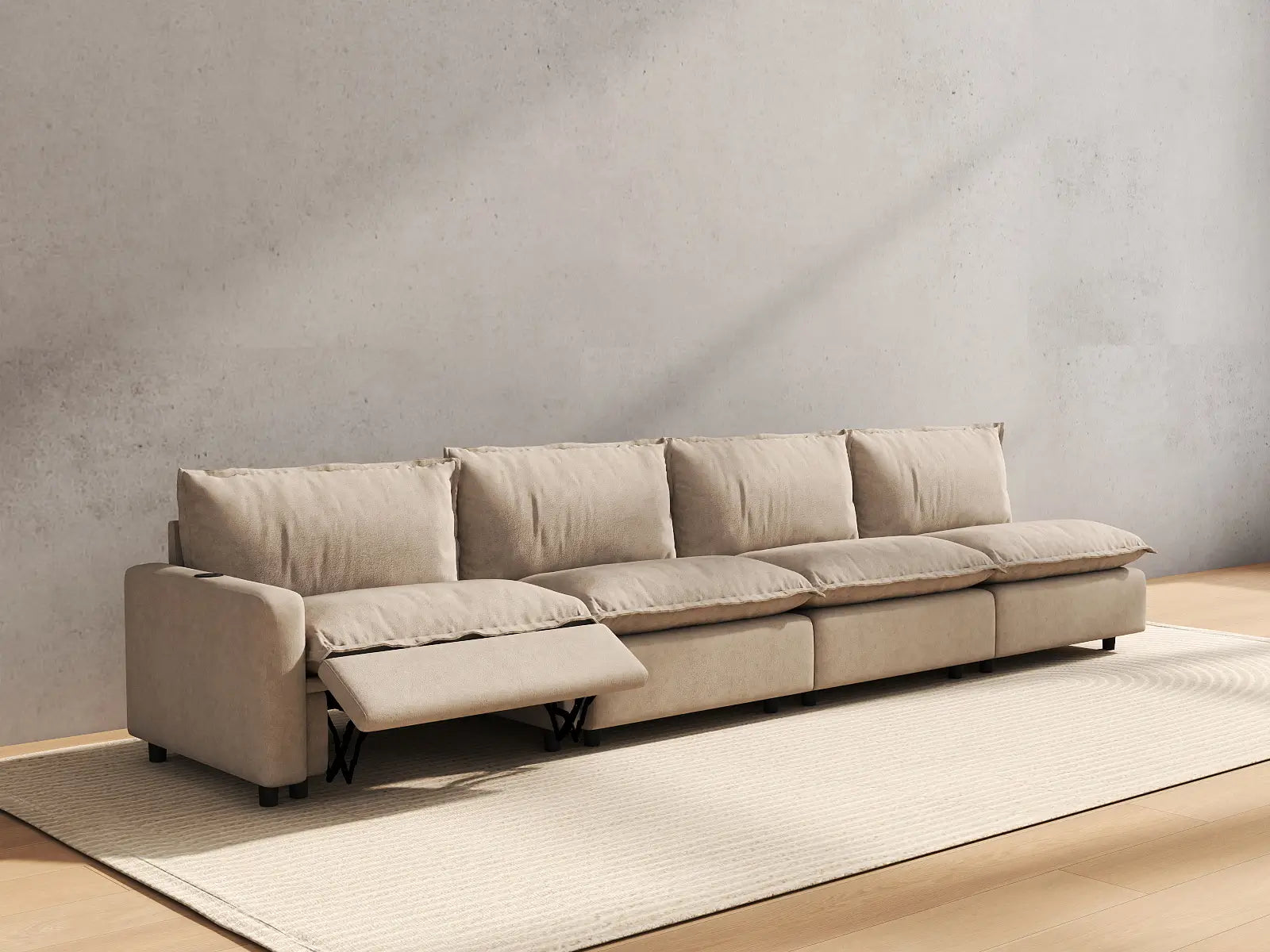 4 Piece Khaki Linen Main Living Area Couch Sectionals 4 Seater 6