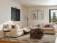 Modular Cero Reclining Sectionals | 4-Piece Beige Linen Grand Estate V-Shaped Sectionals 4-Seater