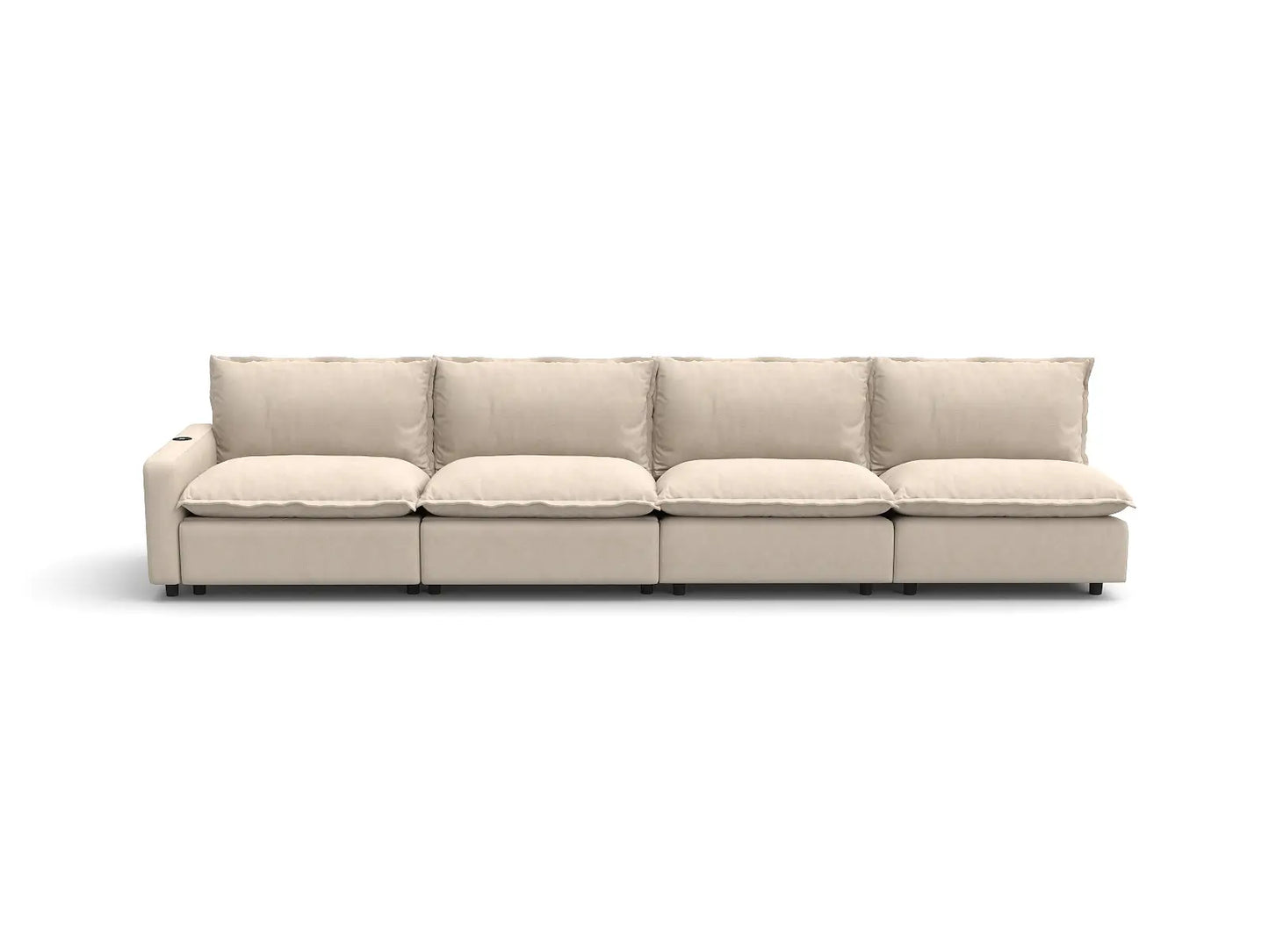 Modular Cero Sectional Couch with Recliner | 4-Piece Beige Linen Home Living Couch Sectionals 4-Seater