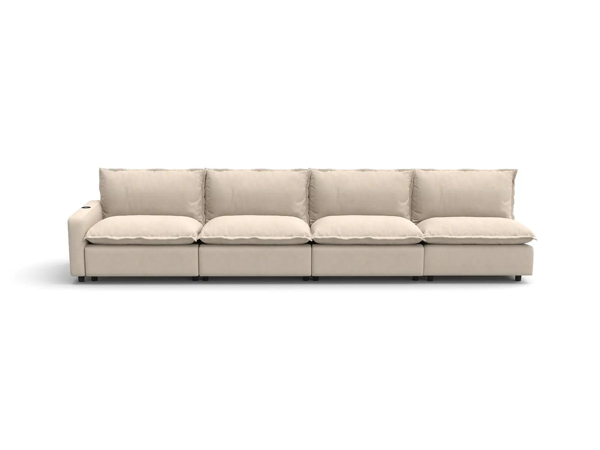 Modular Cero Reclining Sectionals | 4-Piece Beige Linen Home Living Couch Sectionals 4-Seater