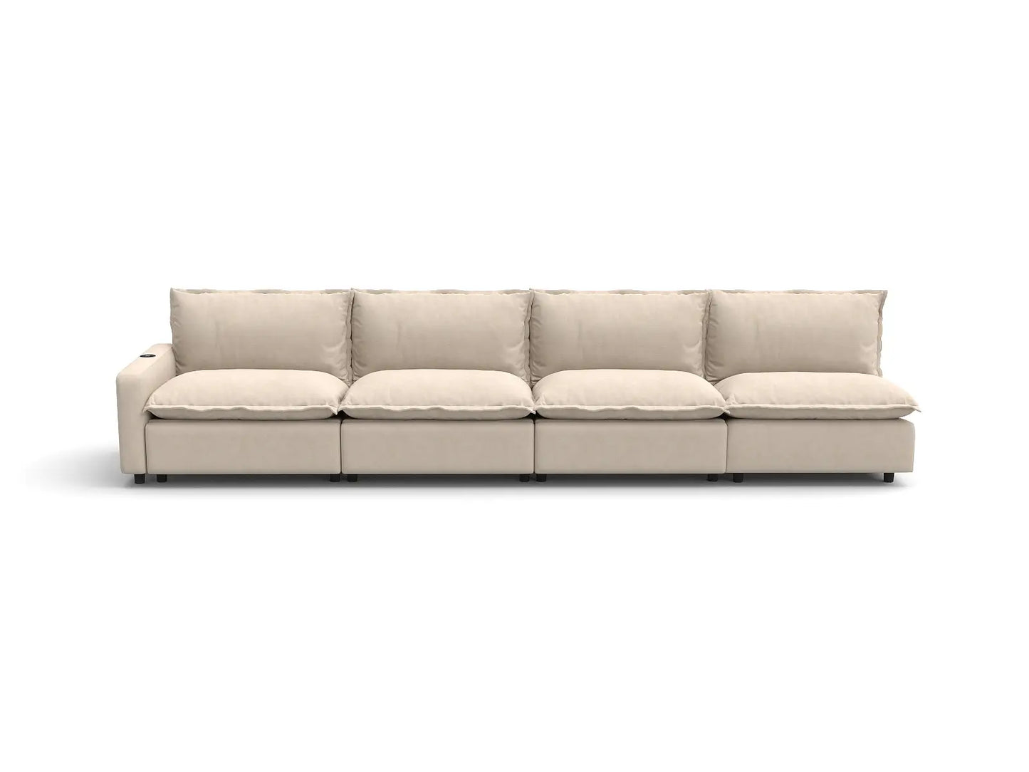 Modular Cero Reclining Sectionals | 4-Piece Beige Linen Home Living Couch Sectionals 4-Seater
