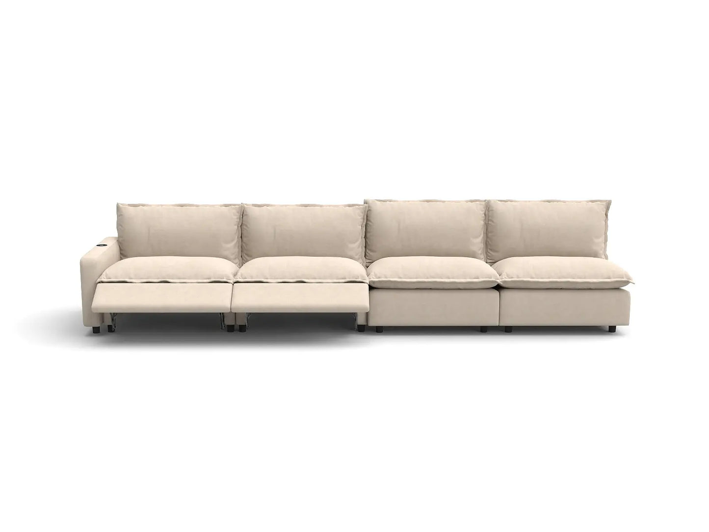 Modular Cero Sectional Couch with Recliner | 4-Piece Beige Linen Home Living Couch Sectionals 4-Seater