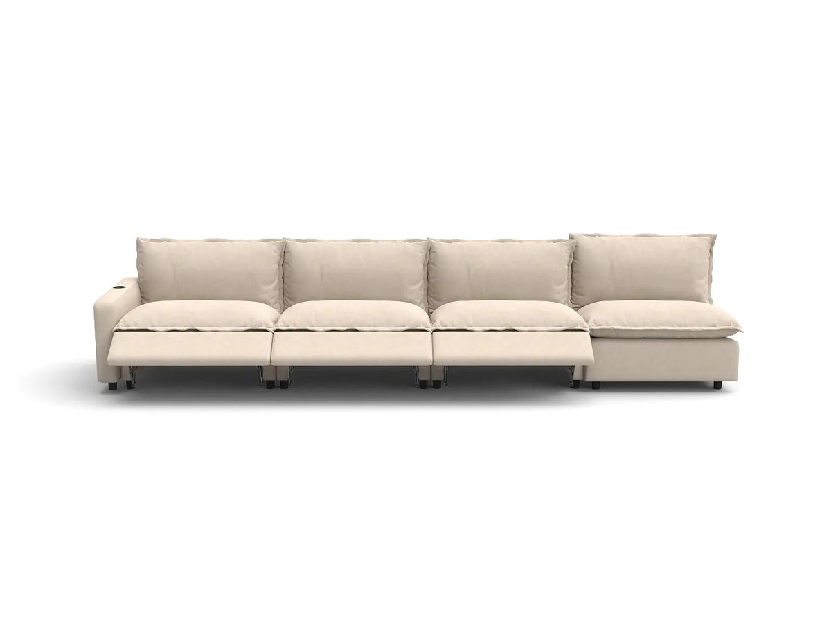 Modular Cero Reclining Sectionals | 4-Piece Beige Linen Home Living Couch Sectionals 4-Seater