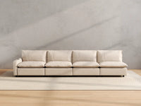 Modular Cero Sectional Couch with Recliner | 4-Piece Beige Linen Home Living Couch Sectionals 4-Seater