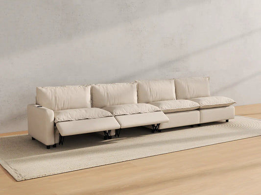 Modular Cero Reclining Sectionals | 4-Piece Beige Linen Home Living Couch Sectionals 4-Seater