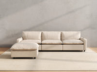 Modular Cero Reclining Sectionals | 4-Piece Beige Linen Home Living L-Shaped Sectionals 3-Seater with 1-Ottoman
