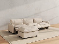 Modular Cero Reclining Sectionals | 4-Piece Beige Linen Home Living L-Shaped Sectionals 3-Seater with 1-Ottoman
