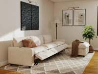 Modular Cero Reclining Sectionals | 4-Piece Beige Linen Home Living L-Shaped Sectionals 3-Seater with 1-Ottoman