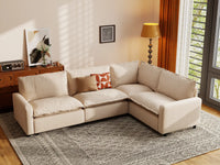 Modular Cero Modular Sectionals | 4-Piece Beige Linen Home Living L-Shaped Sectionals 4-Seater