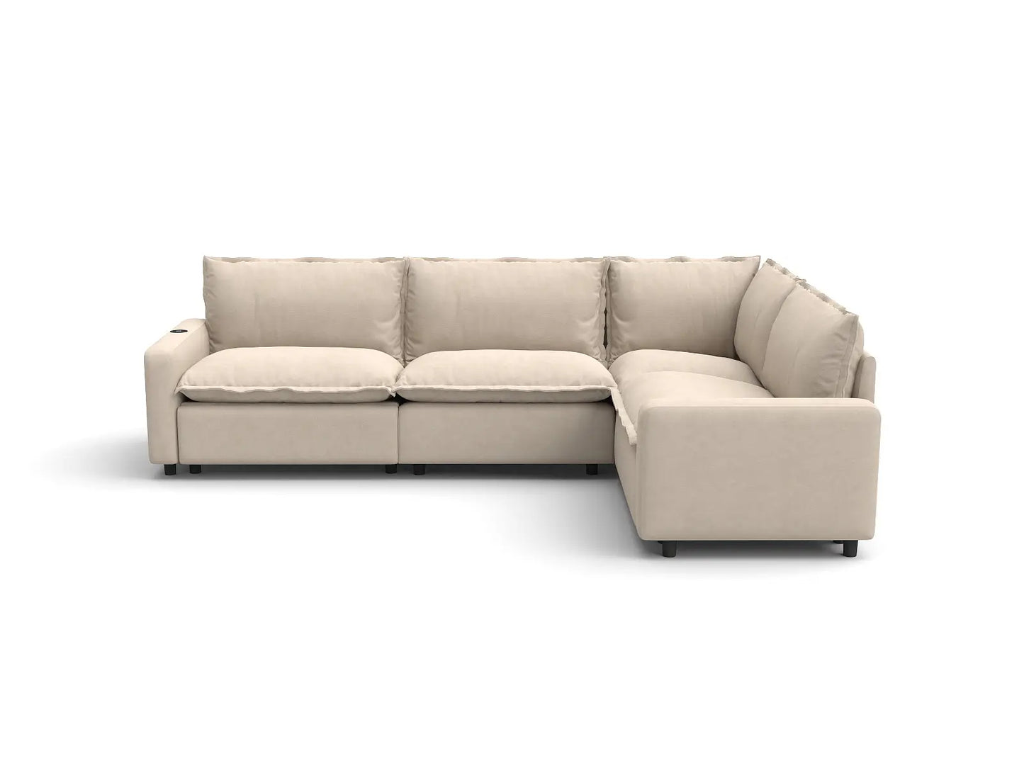 Modular Cero Reclining Sectionals | 4-Piece Beige Linen Home Living L-Shaped Sectionals 4-Seater