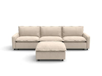 Modular Cero Modular Sectionals | 4-Piece Beige Linen Large Space Chaise Sectionals 3-Seater with 1-Ottoman