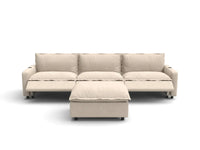 Modular Cero Sectional with Recliner and Chaise | 4-Piece Beige Linen Large Space Chaise Sectionals 3-Seater with 1-Ottoman