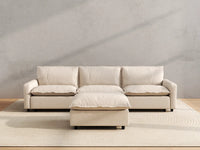 Modular Cero Modular Sectionals | 4-Piece Beige Linen Large Space Chaise Sectionals 3-Seater with 1-Ottoman