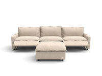 Modular Cero Reclining Sectionals | 4-Piece Beige Linen Large Space Chaise Sectionals 3-Seater with 1-Ottoman