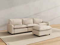 Modular Cero Modular Sectionals | 4-Piece Beige Linen Large Space Chaise Sectionals 3-Seater with 1-Ottoman