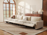 Modular Cero Reclining Sectionals | 4-Piece Beige Linen Large Space Couch Sectionals 4-Seater