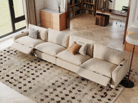 Modular Cero Reclining Sectionals | 4-Piece Beige Linen Large Space Couch Sectionals 4-Seater