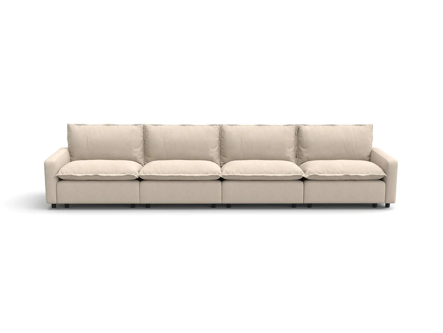 Modular Cero Modular Sectionals | 4-Piece Beige Linen Large Space Couch Sectionals 4-Seater