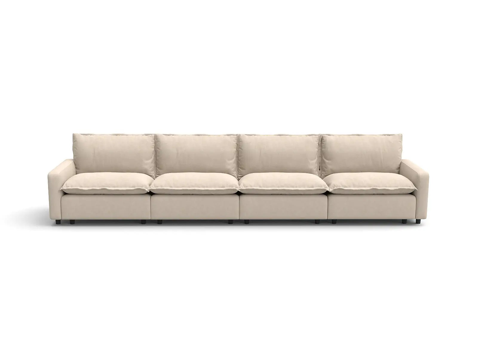 Modular Cero Large Modular Sectional | 4-Piece Beige Linen Large Space Couch Sectionals 4-Seater