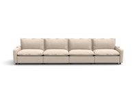 Modular Cero Reclining Sectionals | 4-Piece Beige Linen Large Space Couch Sectionals 4-Seater