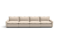 Modular Cero Reclining Sectionals | 4-Piece Beige Linen Large Space Couch Sectionals 4-Seater