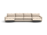 Modular Cero Reclining Sectionals | 4-Piece Beige Linen Large Space Couch Sectionals 4-Seater