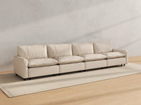Modular Cero Modular Sectionals | 4-Piece Beige Linen Large Space Couch Sectionals 4-Seater