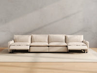 Modular Cero Reclining Sectionals | 4-Piece Beige Linen Large Space Couch Sectionals 4-Seater