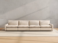 Modular Cero Reclining Sectionals | 4-Piece Beige Linen Large Space Couch Sectionals 4-Seater