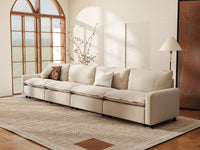 Modular Cero Modular Sectionals | 4-Piece Beige Linen Large Space Couch Sectionals 4-Seater