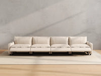 Modular Cero Reclining Sectionals | 4-Piece Beige Linen Large Space Couch Sectionals 4-Seater