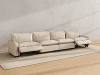 Modular Cero Reclining Sectionals | 4-Piece Beige Linen Large Space Couch Sectionals 4-Seater