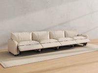 Modular Cero Reclining Sectionals | 4-Piece Beige Linen Large Space Couch Sectionals 4-Seater