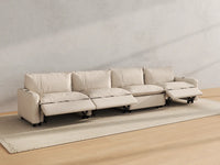 Modular Cero Reclining Sectionals | 4-Piece Beige Linen Large Space Couch Sectionals 4-Seater