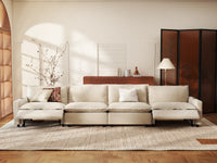 Modular Cero Reclining Sectionals | 4-Piece Beige Linen Large Space Couch Sectionals 4-Seater