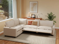 Modular Cero Electric Reclining Sectional | 4-Piece Beige Linen Large Space L-Shaped Sectionals 4-Seater