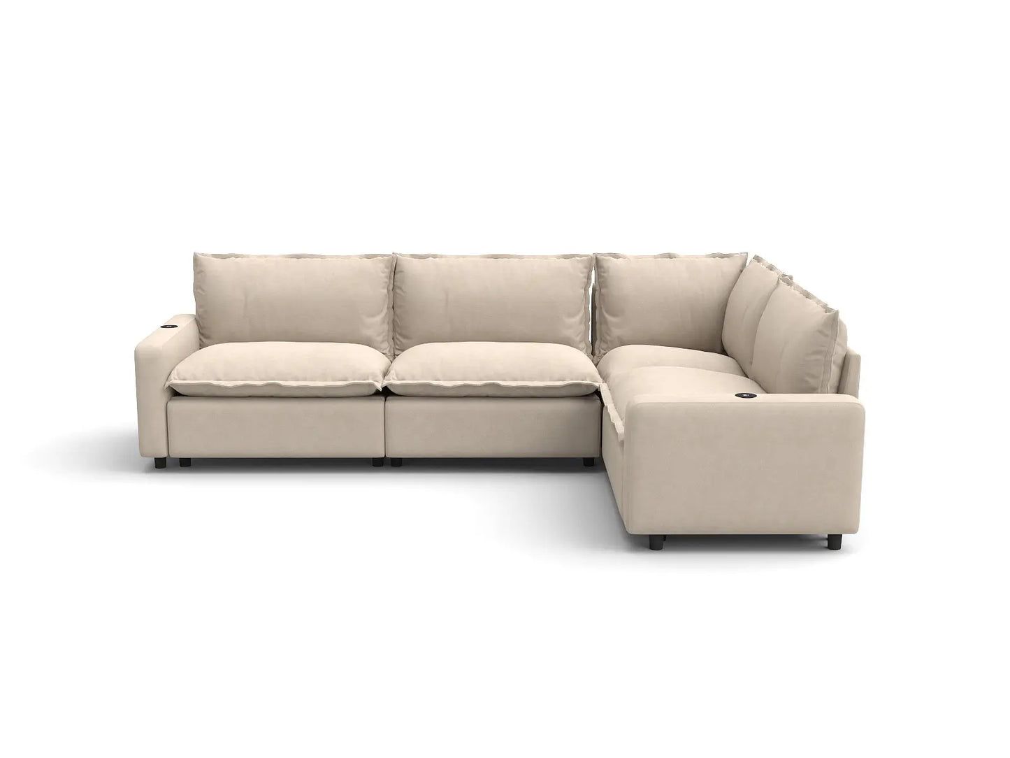 Modular Cero Electric Reclining Sectional | 4-Piece Beige Linen Large Space L-Shaped Sectionals 4-Seater