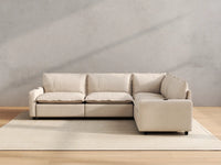 Modular Cero Electric Reclining Sectional | 4-Piece Beige Linen Large Space L-Shaped Sectionals 4-Seater