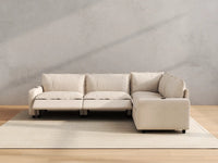 Modular Cero Electric Reclining Sectional | 4-Piece Beige Linen Large Space L-Shaped Sectionals 4-Seater