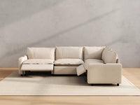 Modular Cero Electric Reclining Sectional | 4-Piece Beige Linen Large Space L-Shaped Sectionals 4-Seater