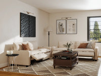 Modular Cero Reclining Sectionals | 4-Piece Beige Linen Large Space V-Shaped Sectionals 4-Seater