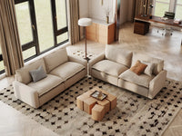 Modular Cero Modular Sectionals | 4-Piece Beige Linen Large Space V-Shaped Sectionals 4-Seater