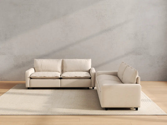 Modular Cero Modular Sectionals | 4-Piece Beige Linen Large Space V-Shaped Sectionals 4-Seater