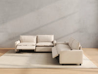 Modular Cero Reclining Sectionals | 4-Piece Beige Linen Large Space V-Shaped Sectionals 4-Seater