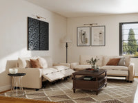 Modular Cero Reclining Sectionals | 4-Piece Beige Linen Large Space V-Shaped Sectionals 4-Seater