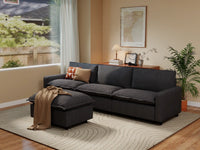 Modular Cero Modular Sectionals | 4-Piece Grey Linen Home Living Chaise Sectionals 3-Seater with 1-Ottoman