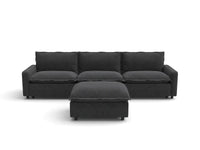 Modular Cero Reclining Sectionals | 4-Piece Grey Linen Home Living Chaise Sectionals 3-Seater with 1-Ottoman