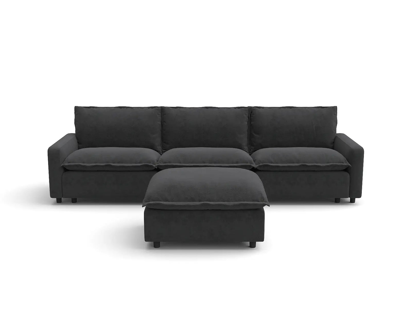 Modular Cero Modular Sectionals | 4-Piece Grey Linen Home Living Chaise Sectionals 3-Seater with 1-Ottoman